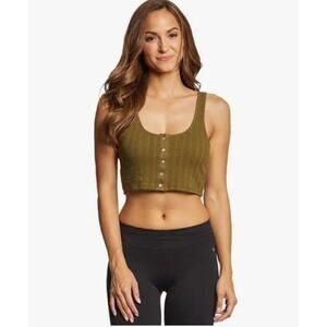 Intimately Free People Green ribbed cropped tank, size XS